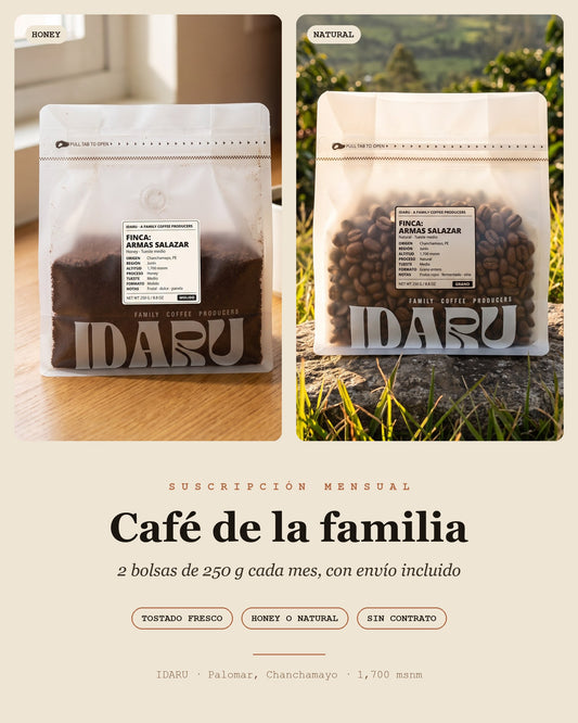 Suscripción Café de la familia de IDARU: una bolsa Honey y una Natural de 250 g